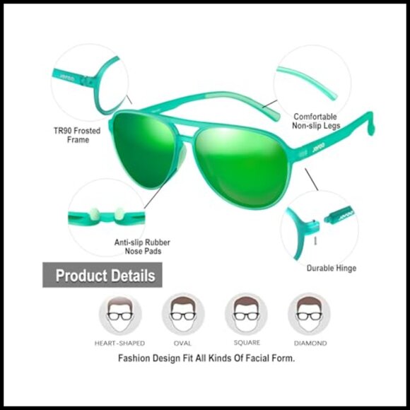 Polarized Aviator Sunglasses with UV400 Protection, Retro Sport Style main image 4